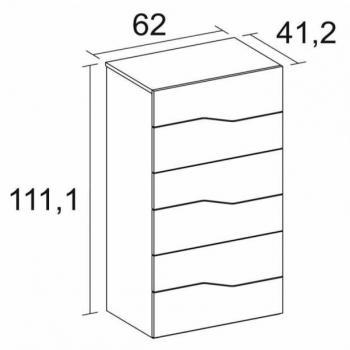 Sinfonier Cannes 6 Cajones Color Blanco Mate y Sahara, Dimensiones: 62x111x41 cm