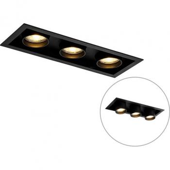Foco empotrado moderno negro orientable 3-luces ROOF, dimensiones 29 x 11 x 11.9 cm, material aluminio, adecuado para LED, potencia máxima de 3 x 50 Watt