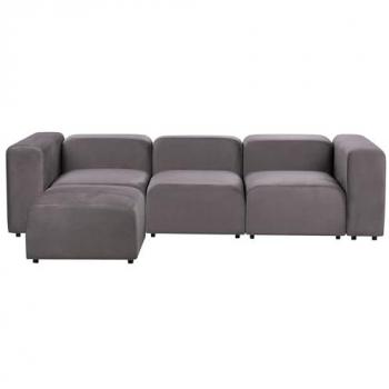 Sofá modular moderno de 3 plazas con otomana en terciopelo gris oscuro Falsterbo
