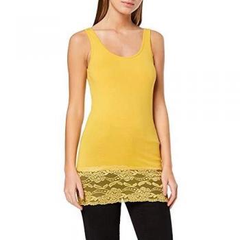 Jacqueline de Yong NOS Jdyava Long Lace Top Jrs Noos Camiseta sin Mangas, Amarillo