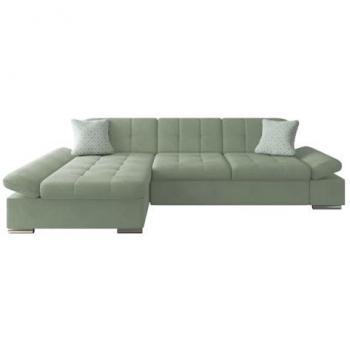 Sofá rinconero Comfivo 152, con función de descanso y caja de ropa de cama, dimensiones 278x161x76cm, tapizado en Uttario Velvet 2954 + Evo 29