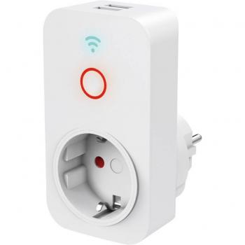 Hama Smart Enchufe Inteligente WLAN con 2 Puertos USB-A, Potencia Máxima de 2300W