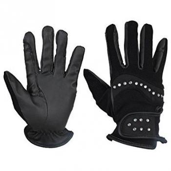 Rojo caballo Childs guantes Bling, negro, 10