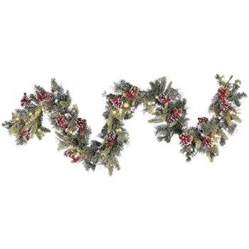 Guirnalda de Navidad verde Beliani 180 cm material sintético LED ramitas decoración artificial ajustables Paimio