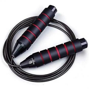 BACKTURE Cuerda para Saltar, fácilmente Ajustable, 2.8m Cable, rodamientos de Bolas de Acero ergonómico y Mango Antideslizante para Suelo de PVC para Fitness, Double Unders, Crossfit, Gym