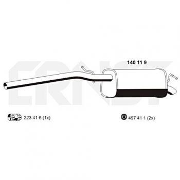 Silenciador trasero ERNST 140119 para Volkswagen Caddy 3 y Caddy 4 Kombi