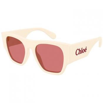Chloé Ivory Red Sunglasses Model Ch0233S, Beige Unisex, Size: 53 MM