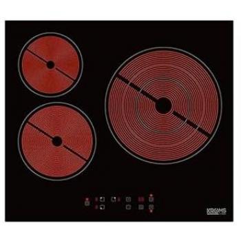 Placa Vitrocerámica Integrada KromsLine KVR-3FR-B-3 Negro 59 cm 3 Zonas 5700W