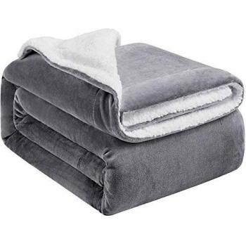 Hansleep Manta Reversible de Franela y Sherpa 130x165 cm, Manta Polar para Cama 80 de Microfibra - Manta Pelo para Sofá Suave Hipoalérgica, Manta Forro Polar de Invierno Gris Claro y Blanco