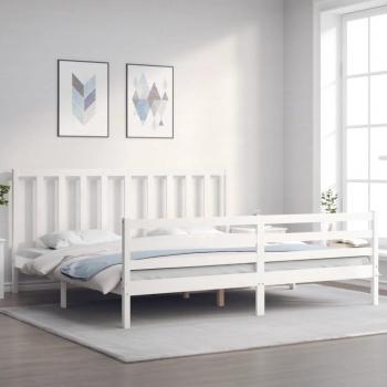 Cabecero de cama Super King Size de madera maciza blanca