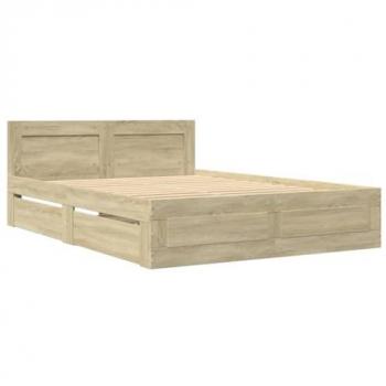Cama con cabecero de roble Sonoma 120x190 cm madera multicapa