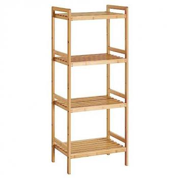 Estantería de Bambú Natural de 4 Niveles, Ideal para Baño, Cocina y Dormitorio, 45x31,5x111 cm