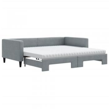 Sofá cama nido con colchón tela gris claro 100x200 cm