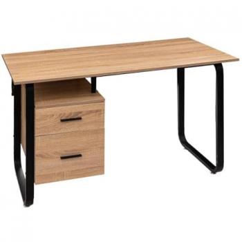 Escritorio con Pedestal Bava Efecto Madera y Metal 120x60x75 cm