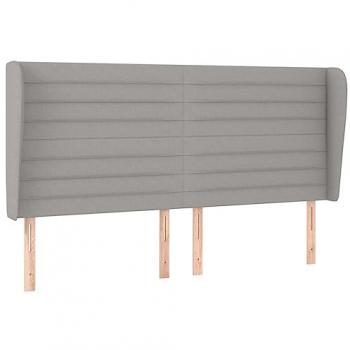 Cabecero con orejas de tela gris claro 163x23x118/128 cm