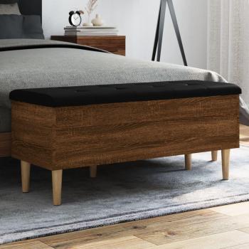 Banco con almacenaje de madera de ingeniería en color roble marrón, dimensiones 102x42x46 cm