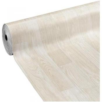 Pavimento Vinílico Rollos 100x2000 cm Diseño Madera Beige y Blanco