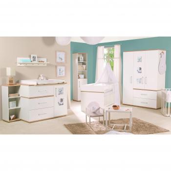 Conjunto de Muebles para Habitación Infantil Roba Pia Blanco Ancho 3 Piezas (Cuna, Armario y Cambiador)