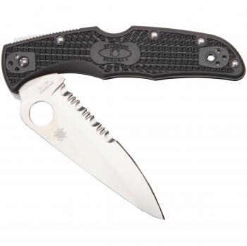 Spyderco Endura 4 C10PSBK Partly Serrated Pocket Knife with Lightweight Black FRN Handle and PS Silver Blade