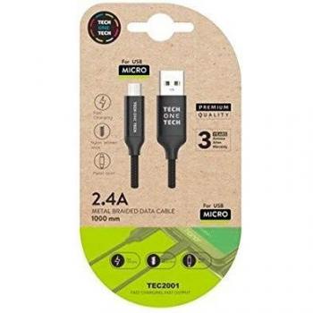 Cable de Datos Tech-One-Tech USB(A) a Micro USB(B) 1M Negro