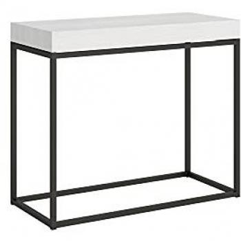 Consola Extensible 90x40/196 cm Nordic Small Premium Estructura Antracita y Fresno Blanco