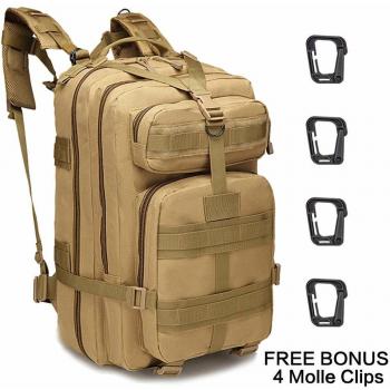 ZEHNHASE Mochila Táctica Impermeable 45L Gran Capacidad Nylon 800D Múltiples Bolsillos para Senderismo Acampada, Montañismo, Caza, Aire Libre Ciclismo - Caqui