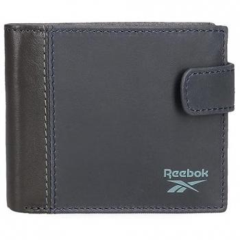 Cartera Horizontal Reebok Division Azul Marino con Cierre de Click, Piel, 11x8,5x1 cm