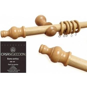 Md M28004 - Barra de cortina madera natural 240 cm