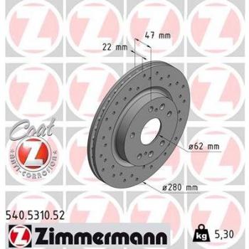 Disco de freno ZIMMERMANN 540.5310.52