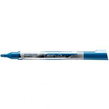 Rotuladores Bic Velleda para Pizarra Blanca, Punta Redonda, 1.5-2.2 mm, Color Azul, Caja de 12 Unidades