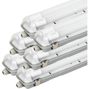 Kit de Réglette LED IP65 con 2 Tubos Neón LED T8 de 150cm y 22W (Pack de 6) - Blanco Frío 6000K - 8000K