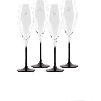 Set 4 copas flauta 18,2cl cristal transparente con negro Scalpers Home