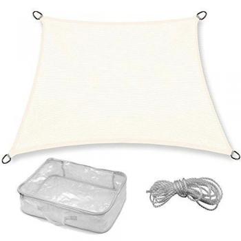 Toldo protector solar balcón terraza CelinaSun tarps de polietileno de alta densidad transpirable de jardín de trapecio gris crudo Cremeweiß Talla:3x4x2x2