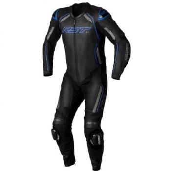 Mono de cuero RST S1 para motocicleta, color negro y azul, talla M, incluye características CE