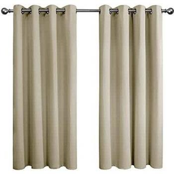 Amazon Brand - Umi Crotinas Opacas Blackout Termicas Aisantes de Salon Dormitorio Moderno con Ojales 2 Piezas 168x138cm Beige Claro