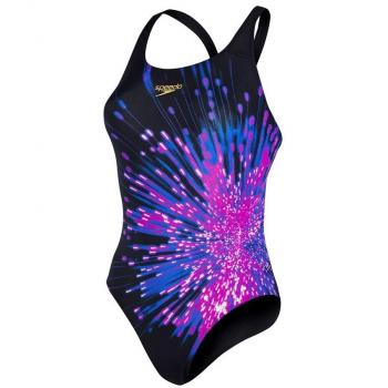 Speedo Mujer citrusburst colocación Potencia Back bañador, mujer, color Black/Deep Peri/Diva, tamaño 34