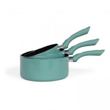 Set de 3 Cacerolas Antiadherentes de Aluminio Verde - Livoo MEN125VS - Diámetros 16, 18 y 20 cm