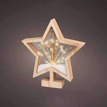 Estrella de Madera con Microleds 4x26x28cm 25 Leds - Decora Tu Hogar