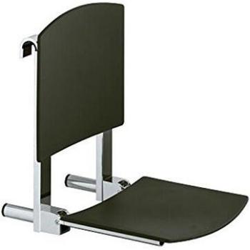 Asiento Plegable Keuco Plan Care 360 mm, Aluminio Anodizado Plata / Gris Claro con Respaldo para Colgar en Asideros
