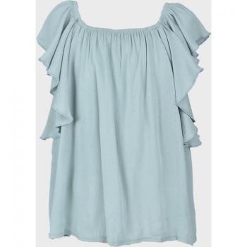 Blusa de niña verde de algodón con diseño de flores y botones