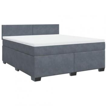 Cama Box Spring con colchón de terciopelo gris oscuro 180x200 cm
