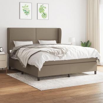 Cama box spring con colchón Tortera 160x200 cm en tela gris taupe
