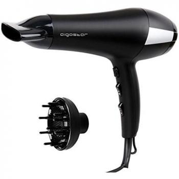 Secador de Pelo Profesional Iónico Aigostar Monique 32HIE - 2400W con Difusor, Boquilla Concentradora de Aire y Protección contra Sobrecalentamiento, 2 Velocidades y 3 Ajustes de Temperatura