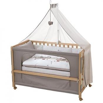 Cuna Beistellbett Jumbotwins 60x120 cm, madera natural, 6 piezas