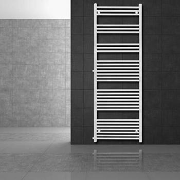 Radiador toallero Ecd Germany Sahara 600 x 1800 mm Blanco Plano con Conexión Lateral - Secador de Toallas Diseño Moderno