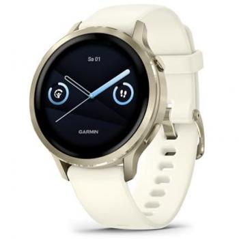 Garmin Venu 4 - 41mm Smartwatch with AMOLED Touchscreen, Beige/Lunar Gold, Bone Silicone Band