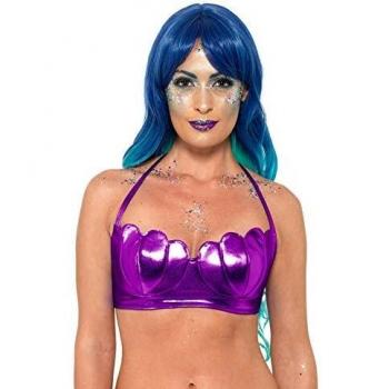 Smiffys 47556 - Sujetador de Bikini con diseño de Concha de Sirena, para Mujer, Morado, Talla XS y Mediana