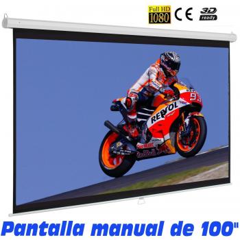 Pantalla de proyeccion Manual Luxscreen 100 Pulgadas, área Visible Blanca 197 x 147cm , cajetin de 2,10 Metros