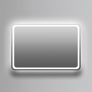 Espejo de baño rectangular LEDIMEX Austria con canto redondeado y luz frontal fija fría, dimensiones 100x80