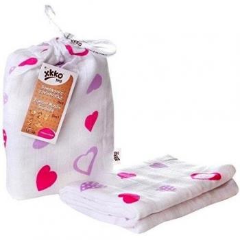 Muselina Bambu Hearts Lilac 120x120